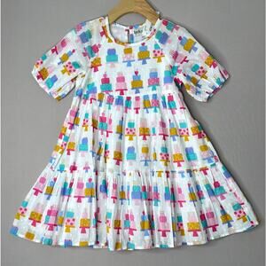 NWT Lucky Jade Birthday Cakes White Swiss Dot Dress Girls 5 Yrs